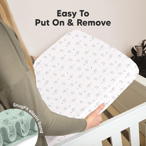 KeaBabies Organic Crib Sheets - 2-Pack Fitted Jersey Cotton for Baby Beds | Soft & Breathable Bunnies Prints, 52x28