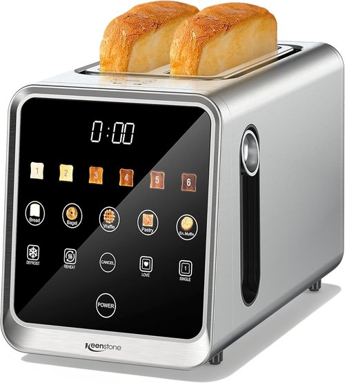 Keenstone Toaster - 2 Slice Digital Smart Toaster with Touchscreen & Dual Control Panel | Stainless Steel
