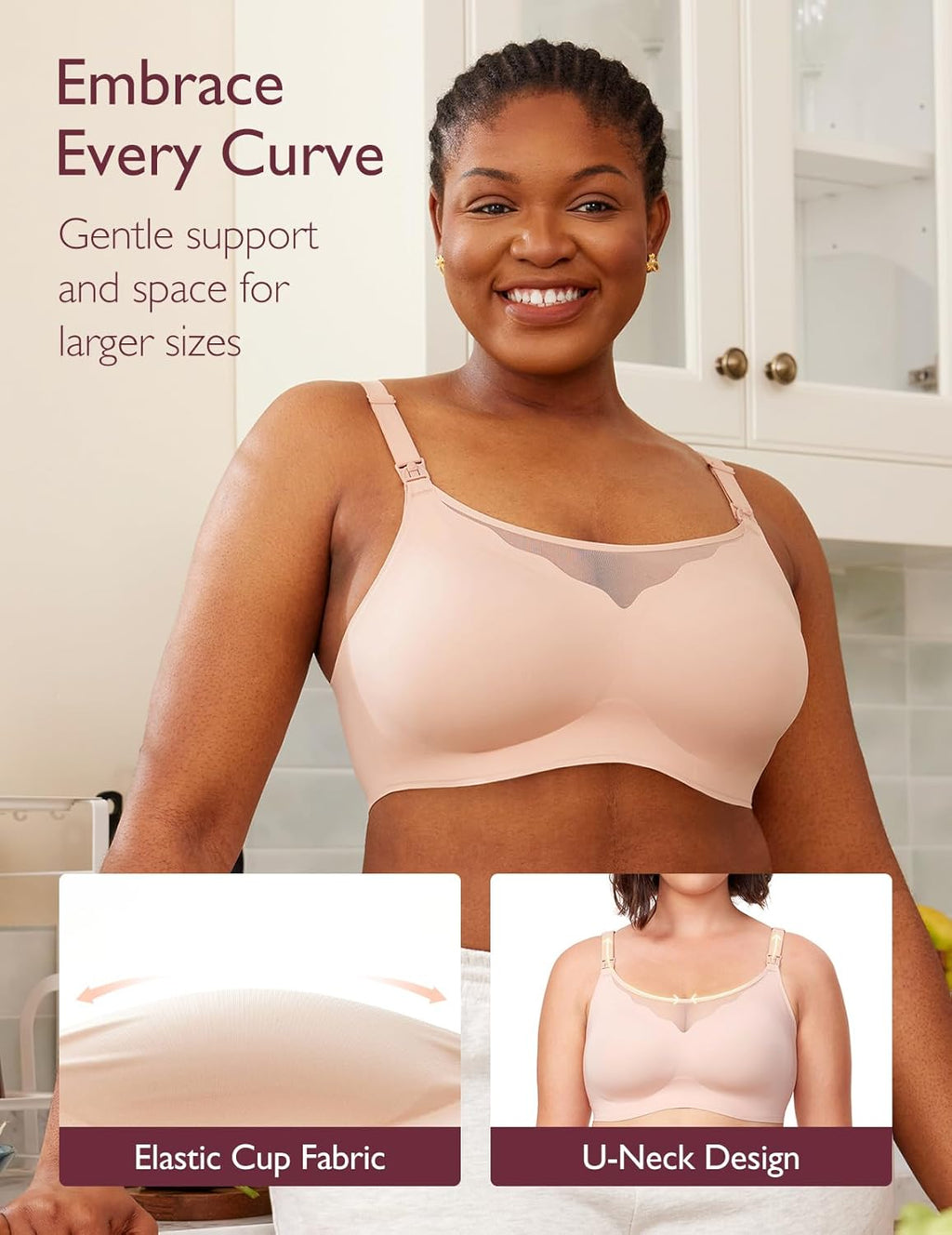 Momcozy Nursing Bra - Breathable Mesh Comfort for Maternity | Medium Size U-Shaped Full Body Pillow