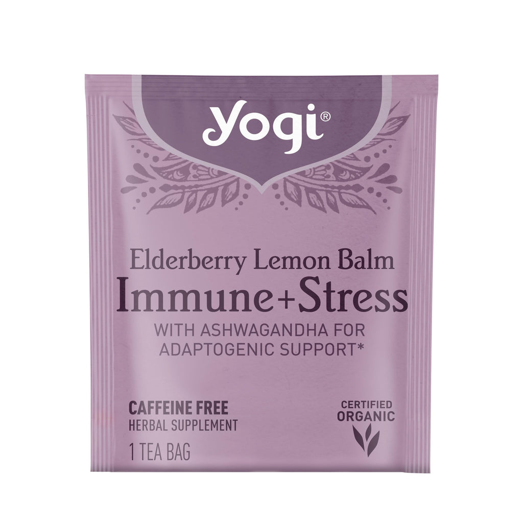 Yogi Tea Elderberry Lemon Stress & Immune Support Tea - 16 Tea Bags, 4 Packs - With Ashwagandha, Lemongrass, Licorice Root & More