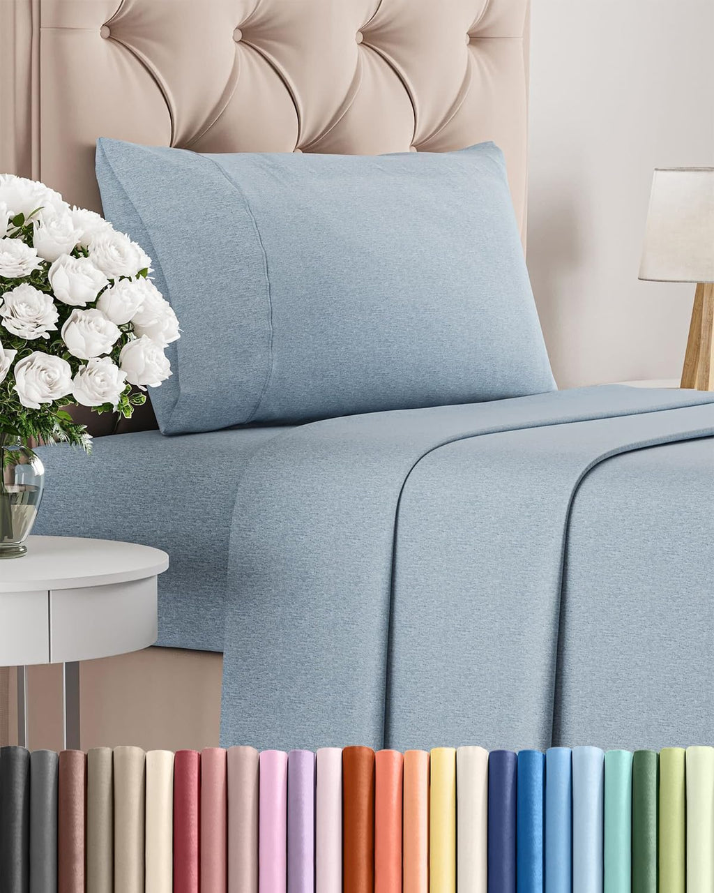 Skiennix Twin XL Sheet Set - Comfy Breathable Cooling Bedding - Luxury Hotel Quality - Deep Pockets, Wrinkle-Free, Blue