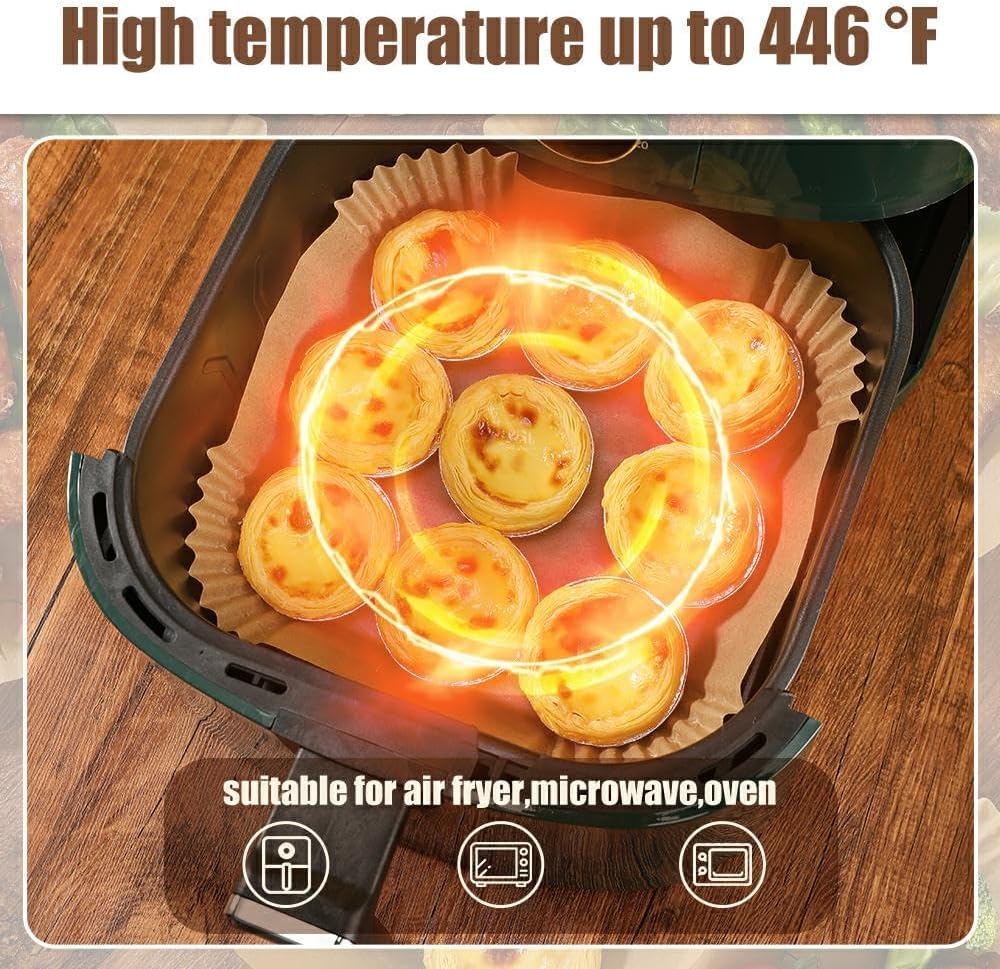 M-bestl 380 Pcs Air Fryer Liners Disposable, Food Grade Parchment Paper Liners,Oil-Proof& Non-Stick, Suitable for Air Fryers, Microwaves, Ovens(8 Inch,380Pcs)