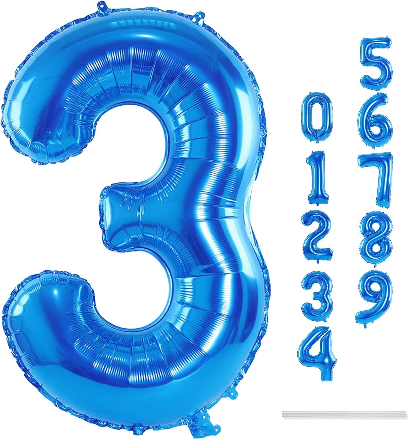 Skiennix 40-Inch Blue Foil Number 3 Balloon - Large Helium Balloon for Birthday & Graduation Celebrations
