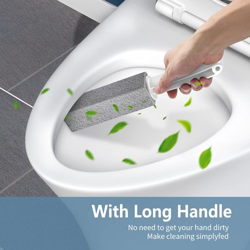 Laiyeoy Toilet Bowl Cleaner Pumice Stone -Hard Water Stain Remover with Ergonomic Handle, Powerfully Removes Toilet Bowl Rings，Rust &Lime，Ideal for Toilet Brush/BBQ Grills/Sink/Pool/Bathroom【2Pack】