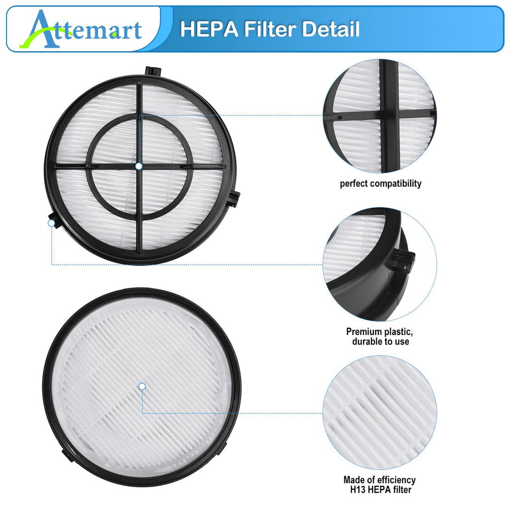 Attemart 2790 Filter Replacement for Bissell Pet Hair Eraser Turbo Pro/Plus Vacuum 27909 2790W 2281 2461 3126 31269, for Bissell Pet Hair Eraser Turbo 2475, Replace to part # 1606751 & 1603437, 4 Pack