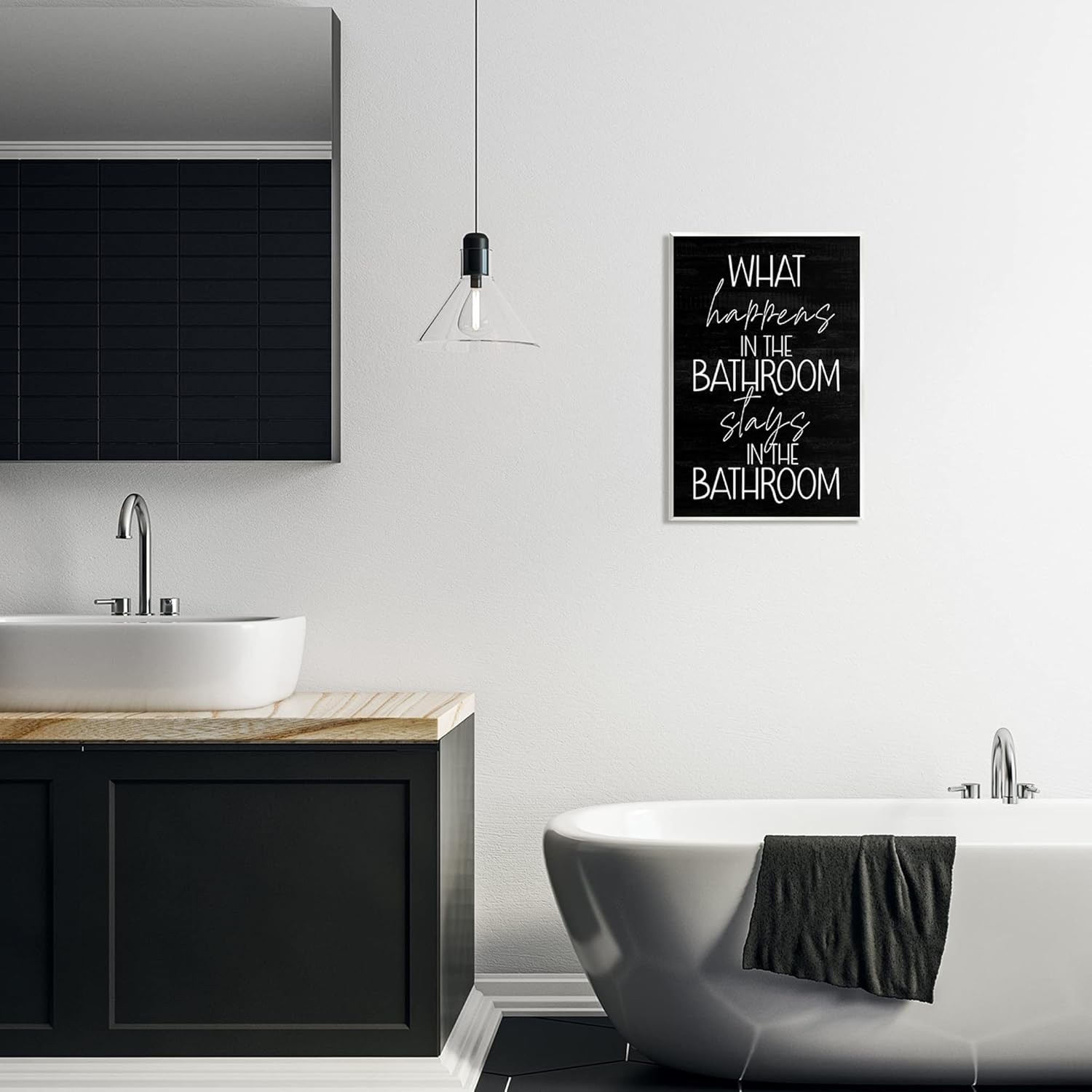 Stupell Industries Bathroom Wall Art - Charming Wood Decor by Lil' Rue | Perfect for Home Decor