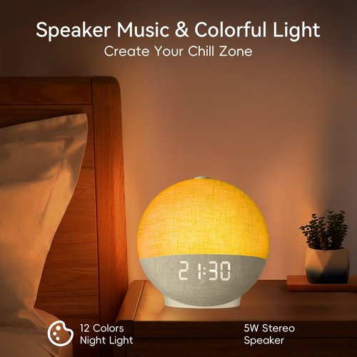 Diol Tode Sunrise Alarm Clock with Sound Machine, Natural Wake Up Light with Night Light, 30 Sleep Sounds, White Noise Machine Alarm Clocks for Bedrooms, Heavy Sleepers