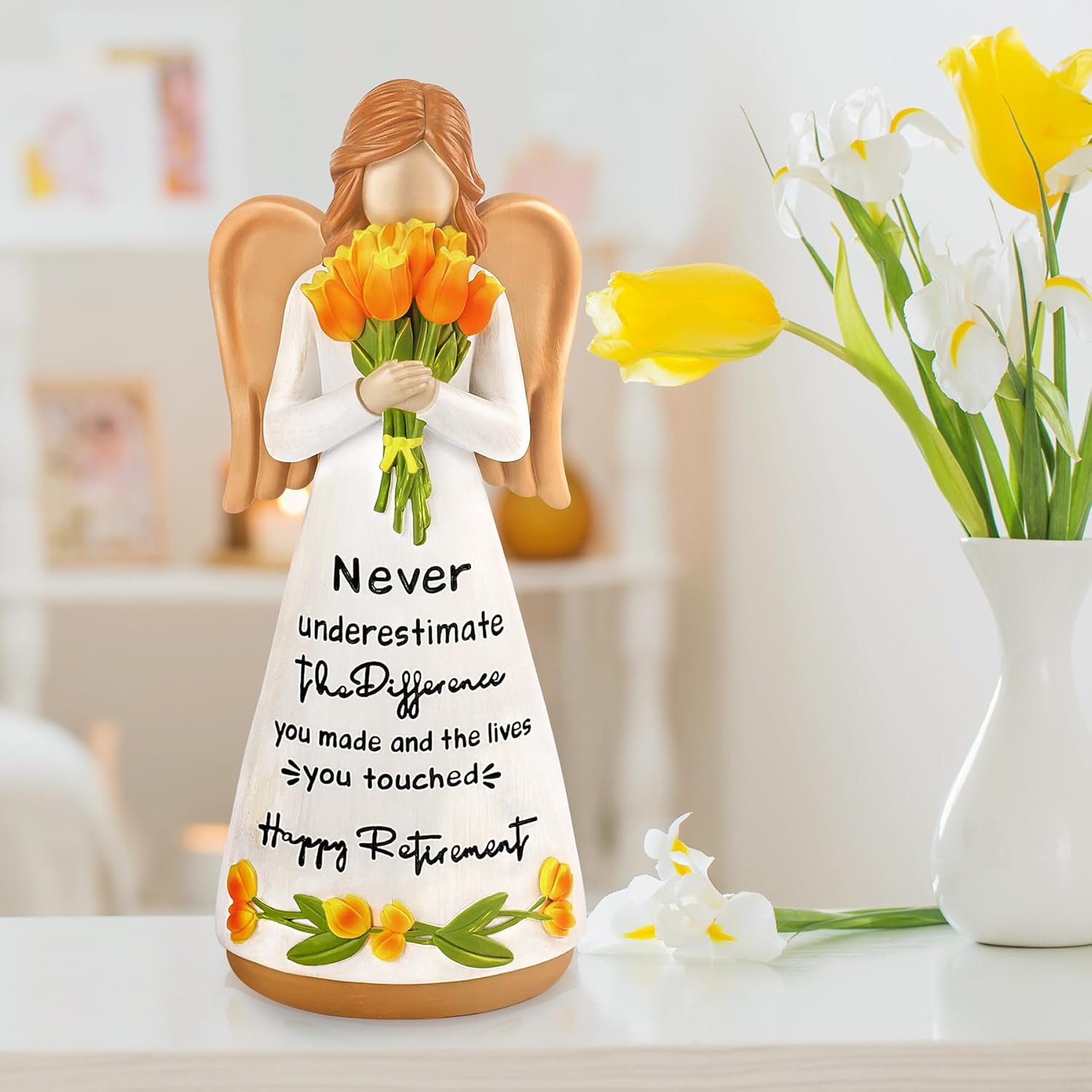 Regine Switzerland Hand-Painted Angel Figurine - Thoughtful Retirement Gift for Women | Perfect for Coworkers and Friends