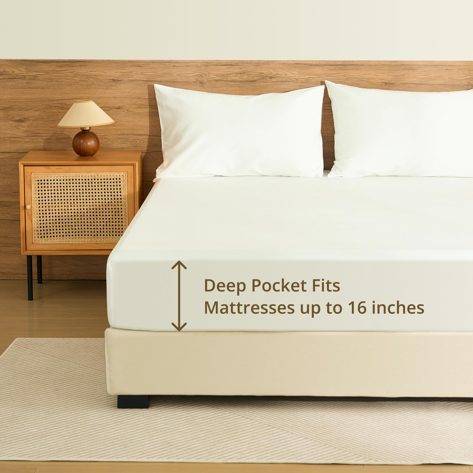 Queen Fitted Sheet Only, 100% Long-Staple Cotton Dual-Lock Fitted Sheet for Queen Bed, Luxury Soft and Comfort, No Slippage, 1000 Thread Count, Deep Pocket Fits 9" to 14" Mattress