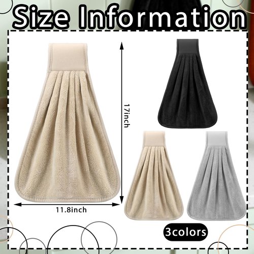 Breling 6 Pcs Kitchen Hanging Towel with Hanging Loop Absorbent Coral Fleece Kitchen Tie Towels Rustic Bathroom Dish Cloth Soft Thick Dry Cleaning Hand Dishcloths for Home Bathroom Cooking(Classic)