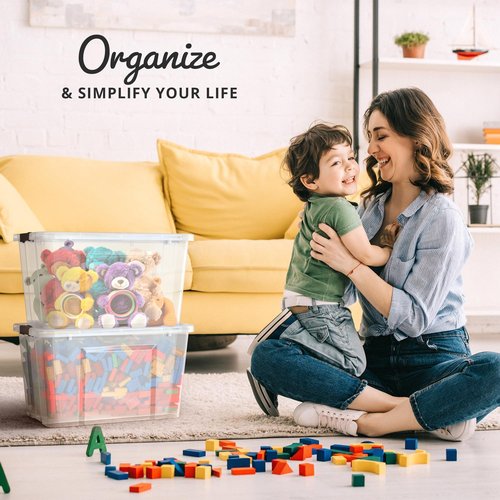 Lifetime Appliance Parts 34 Qt. Clear Plastic Storage Bin Tote - Ultra Durable Lid & Secure Latching Buckles
