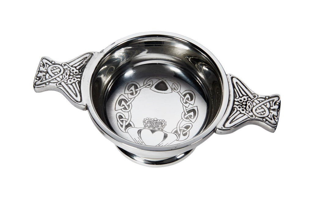 Wentworth Pewter - Small Claddagh Pewter Quaich Whisky Tasting Bowl Loving Cup Burns Night