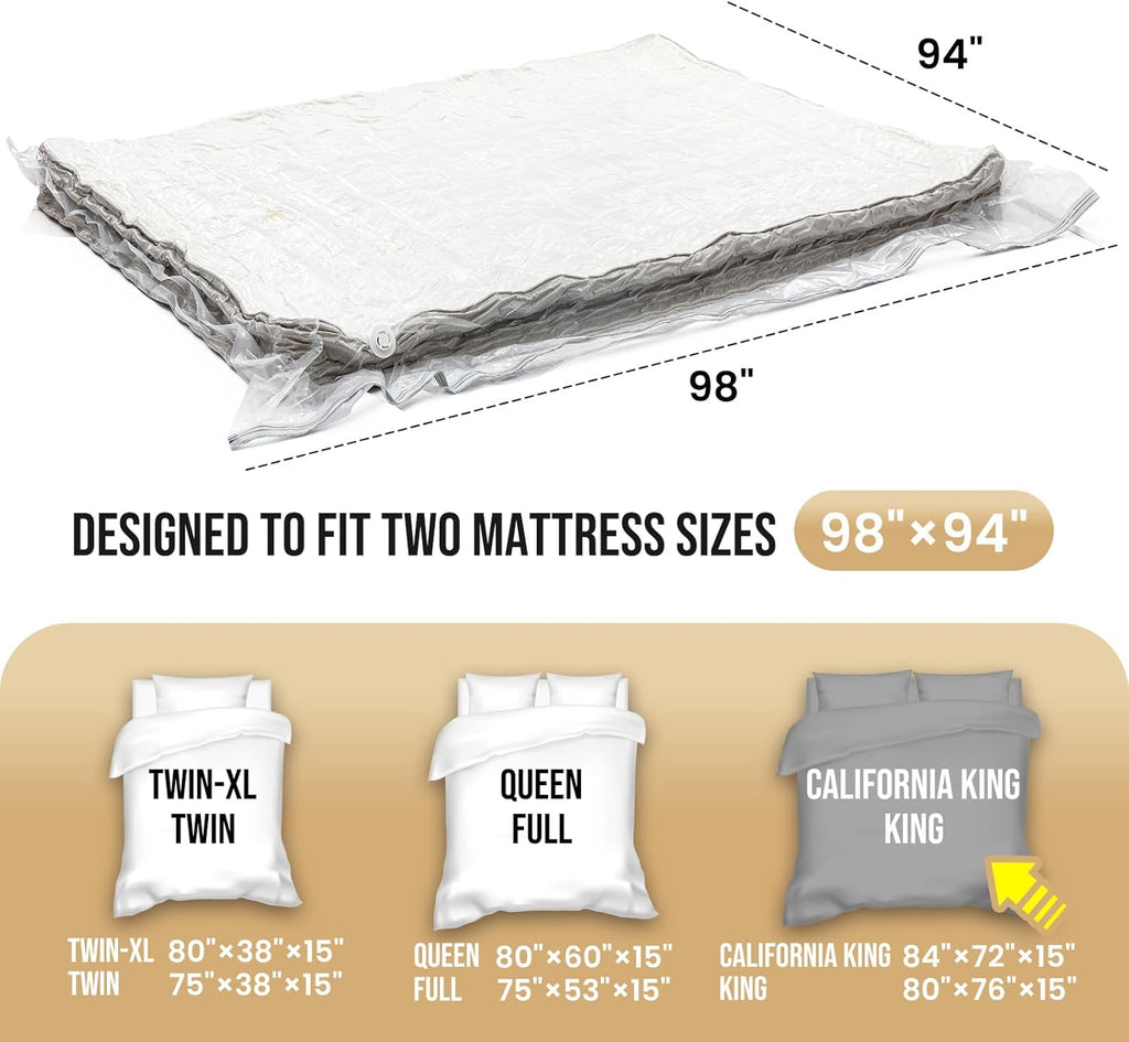 TAILI Mattress Vacuum Storage Bag - King/California King with 4 Straps for Easy Transport & Storage