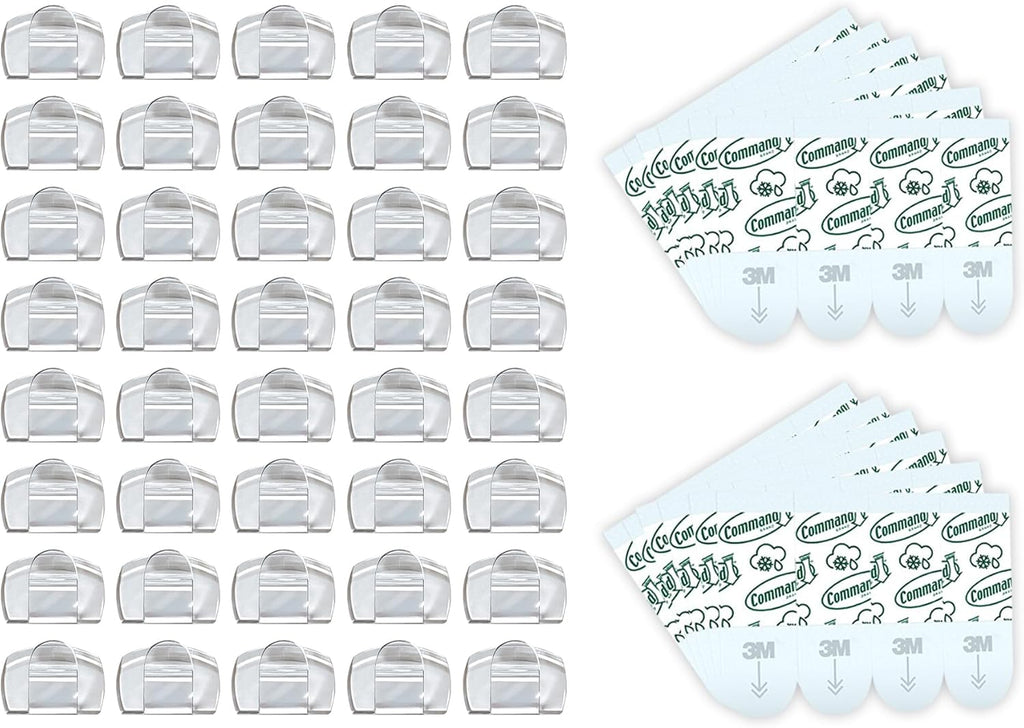 Command Outdoor Light Clips - 40 Clear Clips & 48 Strips | Damage-Free Hanging & Weather-Resistant Design