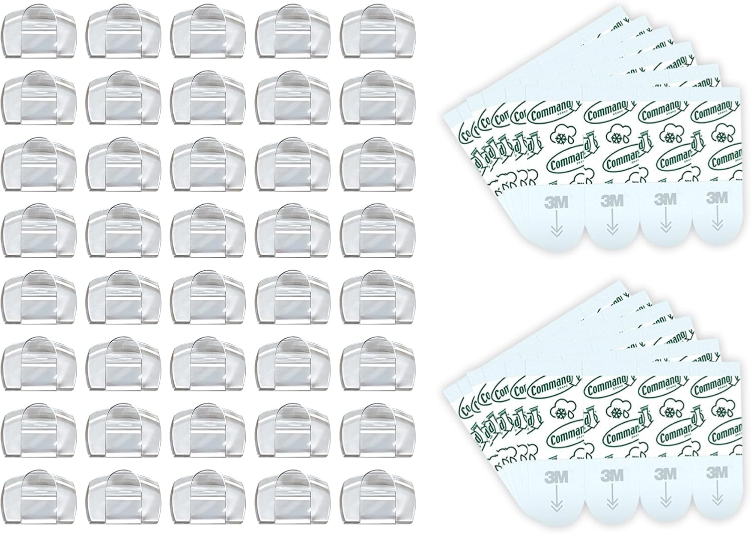 Command Outdoor Light Clips - 40 Clear Clips & 48 Strips | Damage-Free Hanging & Weather-Resistant Design