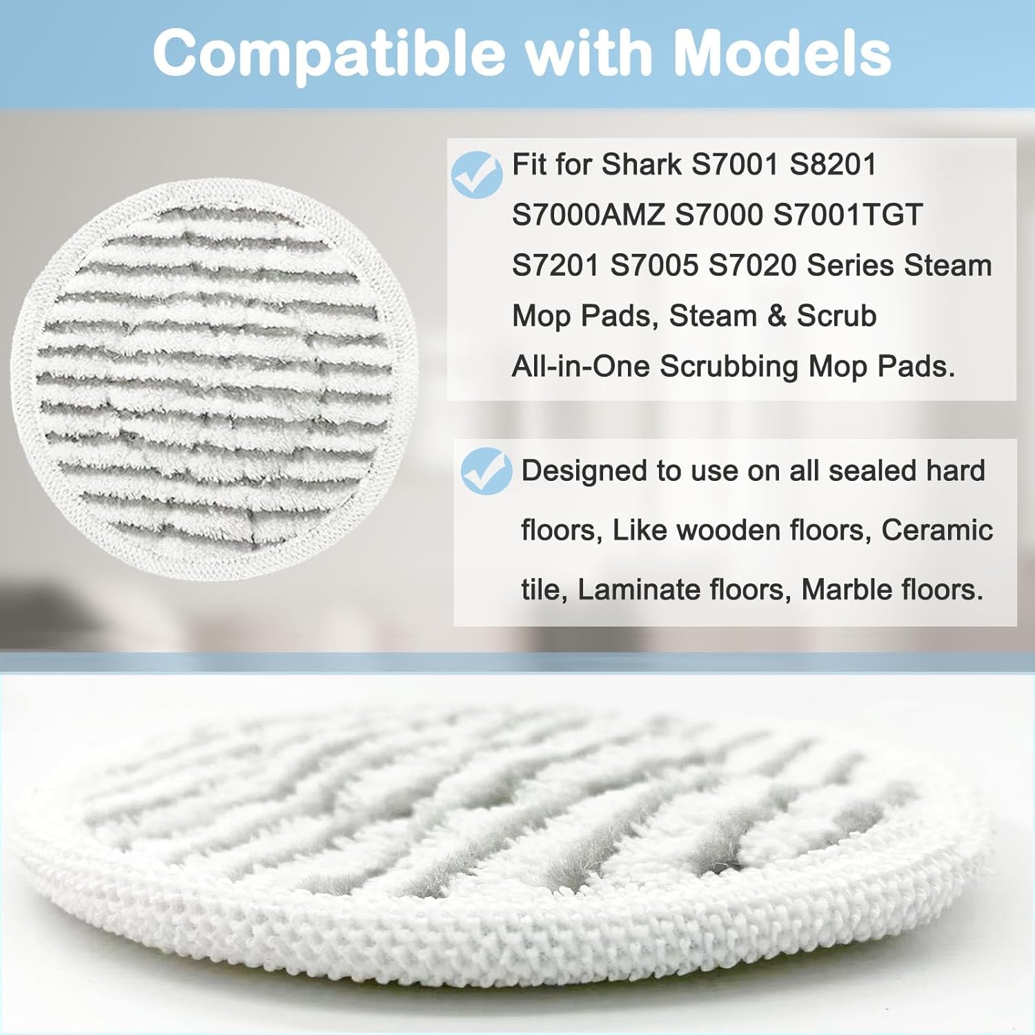 Shark S7001 Replacement Steam Mop Pads - 14 Pack All-in-One Scrubbing Pads for S7001, S8201, S7201 Series