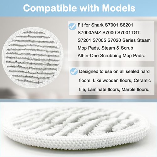 12 Pack S7001 Pads Replacement Steam Mop Pads for Shark S7001 S8201 S7000AMZ S8001 S7000 S7001TGT S7005 S7020 Series Steam Mop Pads,Steam & Scrub All-in-One Scrubbing Mop Pads,Compare Part #:XKITP7000