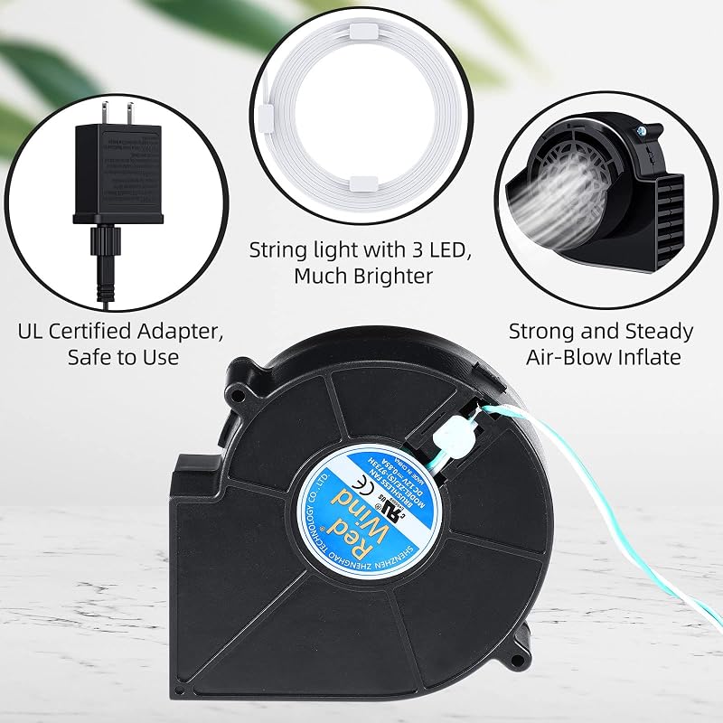 Air Blower for Inflatables with LED Lights – Replacement Motor 8 Pack
