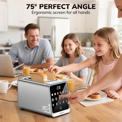 Keenstone Toaster - 2 Slice Digital Smart Toaster with Touchscreen & Dual Control Panel | Stainless Steel