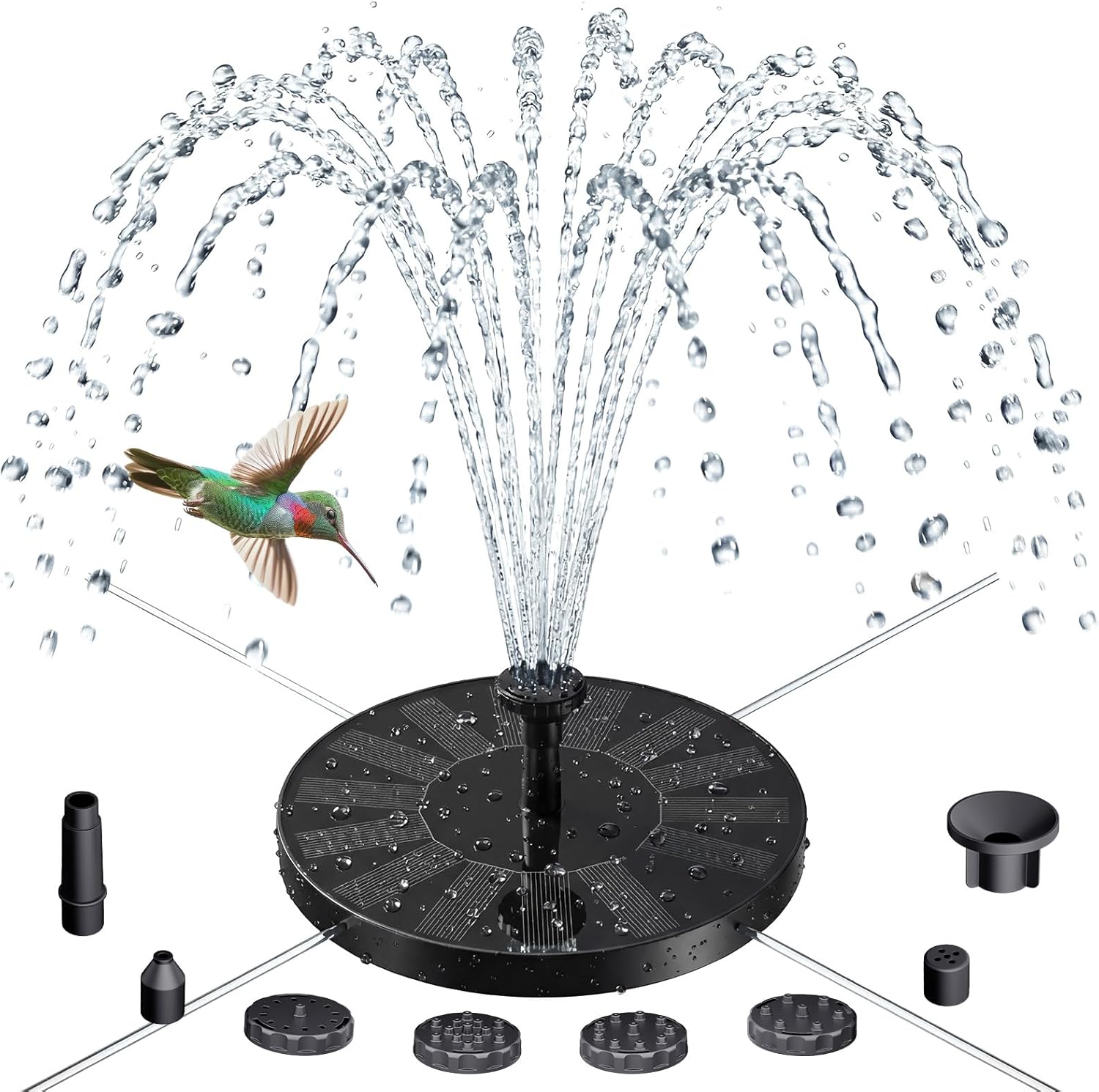 AISITIN Solar Fountain - Solar Water Fountain Pump with 6 Nozzles for Bird Bath, Garden & Pond Decor