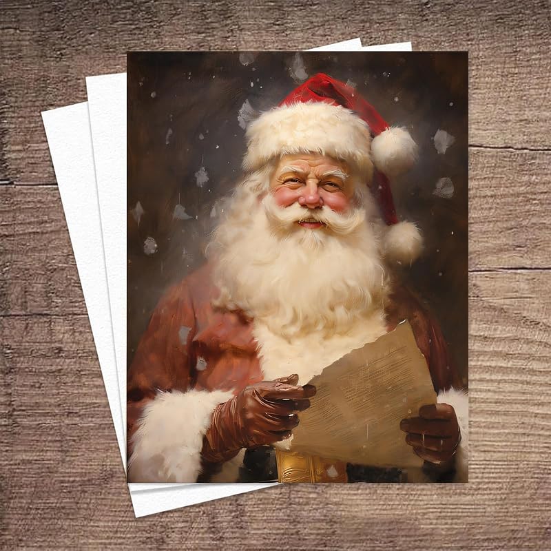 Santa Reading Book Vintage Christmas Wall Art 8x10in - Unframed Canvas Poster, Variation: Santa Claus+10"L x 8"W
