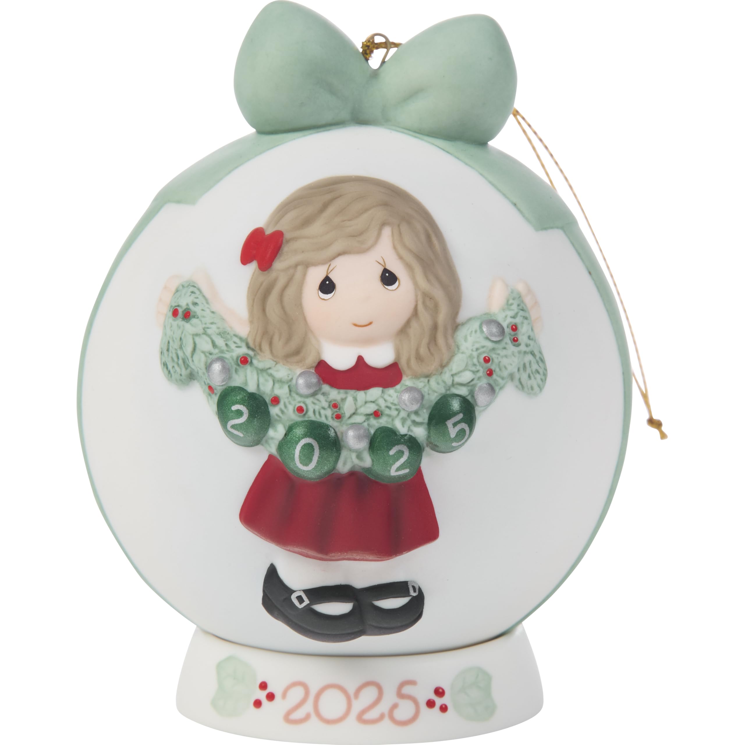 Precious Moments Deck The Halls 2025 Dated Girl Ornament Bisque Porcelain 2025 Ball Keepsake 251003