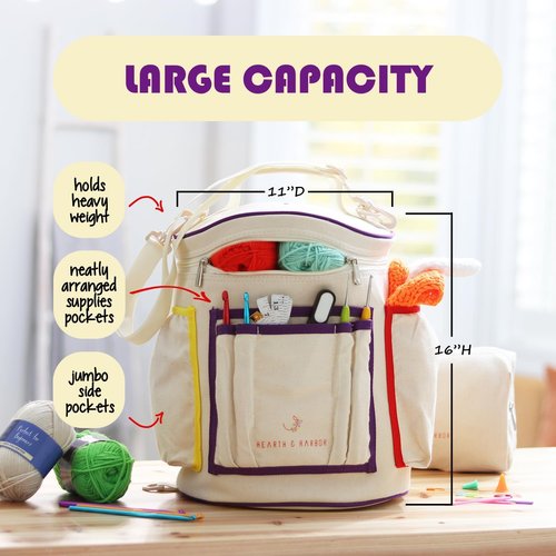 Hearth & Harbor Crochet Bag Organizer - Durable Yarn Storage for Accessories & Supplies | Canvas Design