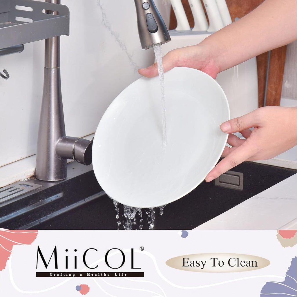 Miicol Ceramic Dinner Plates Set of 4 - Large 10.5-Inch White Porcelain Serving Dishes | Microwave & Dishwasher Safe