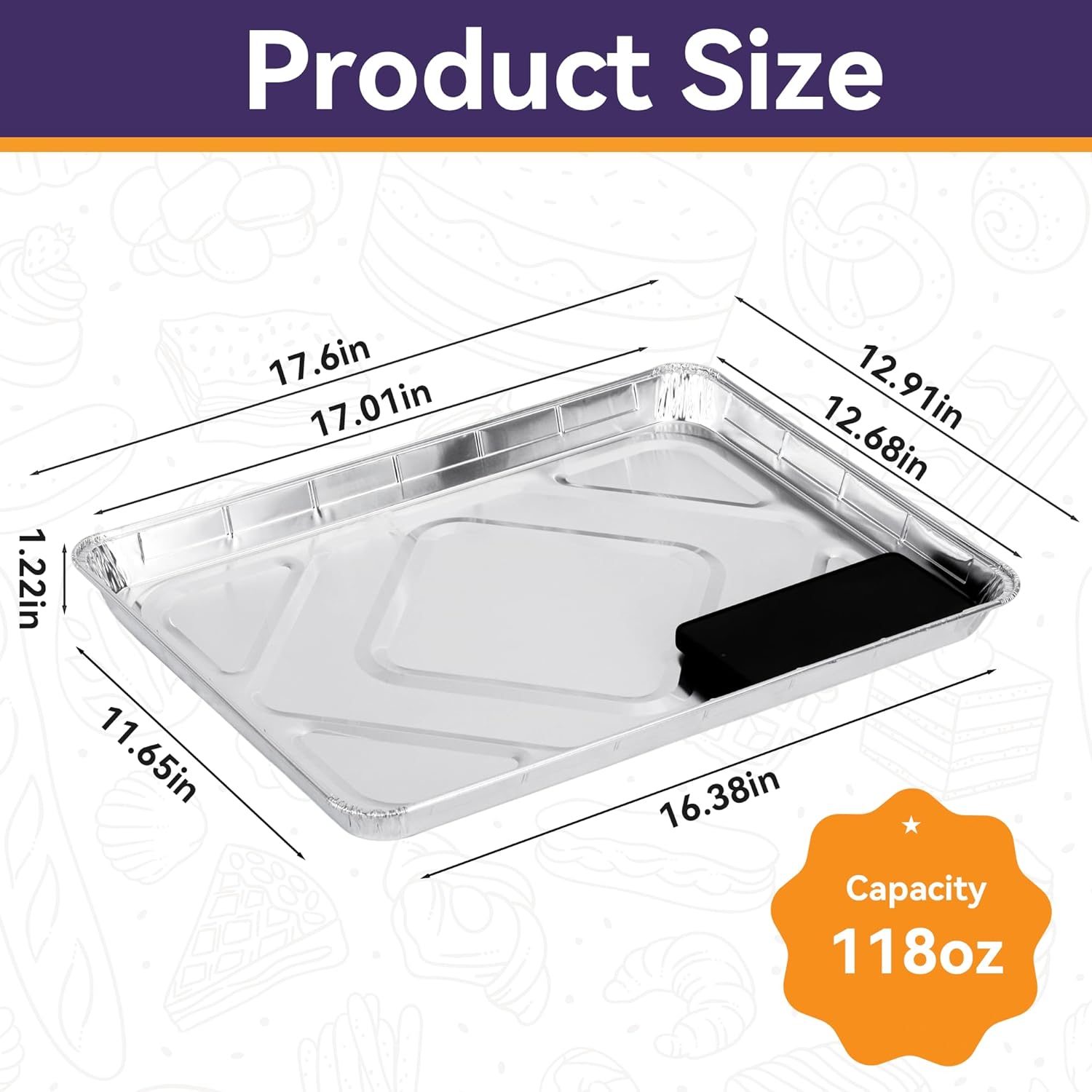 Aluminum Foil Pans - Disposable 1/2 Size Sheet Cookie Cake Trays | 17x13 Inch, 20 Pack for Baking & Grilling