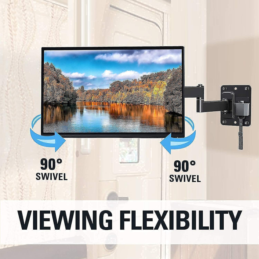Mounting Dream MD2210 Lockable RV TV Mount for 17-43 inch TV, RV TV Wall Mount 200mm VESA 44 lbs. Loading and MD2209 Lockable RV TV Mount for 10-26 Inch Flat Screen TV, Camper Trailer RV TV Wall Mount