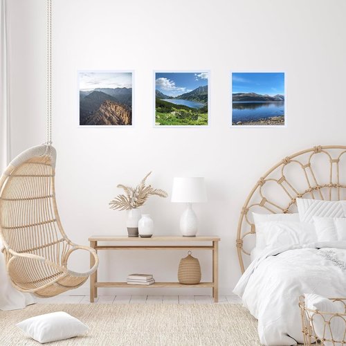 JCJMY 8x8 Picture Frame - White Wall Mount & Tabletop Display | Durable Shatter-Resistant Plexiglass
