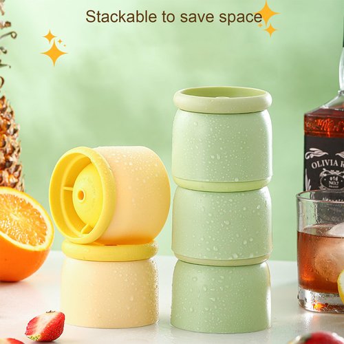 HXTDZSWHE Round Ice Cube Molds Set of 4,Make 2.4 Inch Spherelce ice for Whiskey, Cocktails and Drinks.ice cubes trays for freezer,Stackable Easy Release Ice Cube tray, Spherical Ice Makers,2 Colours