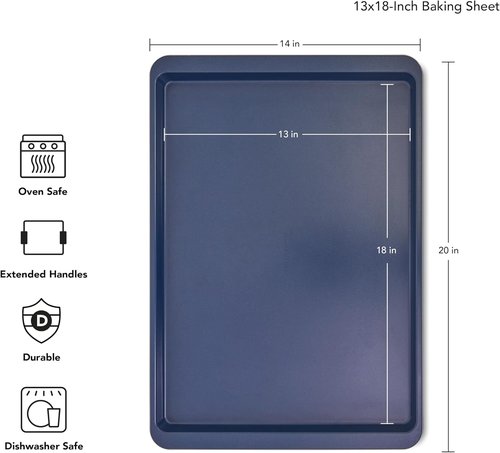 KitchenAid Nonstick Aluminized Steel Baking Sheet - 13x18in, Stylish Ink Blue Color