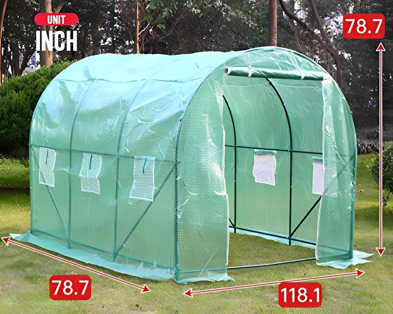 Skiennix Walk-In Greenhouse Kit - Observation Windows for Outdoor Plant Growth | 10' x 7' x 7'