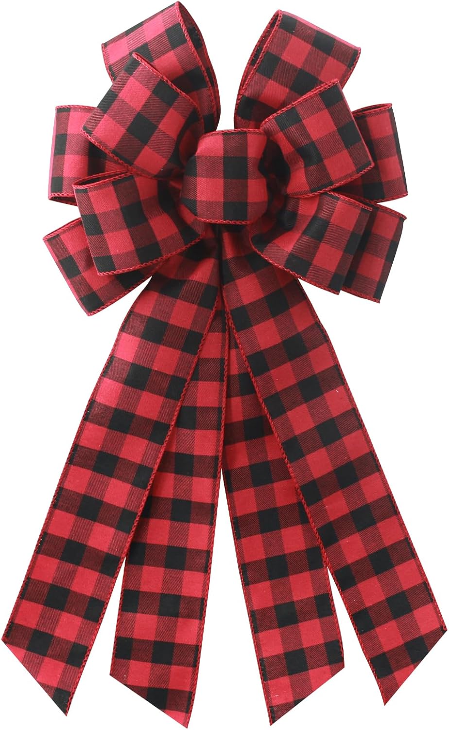 Regine Switzerland Large Red & Black Buffalo Plaid Wreath Bow - Rustic Burlap Decor for Weddings & Holidays