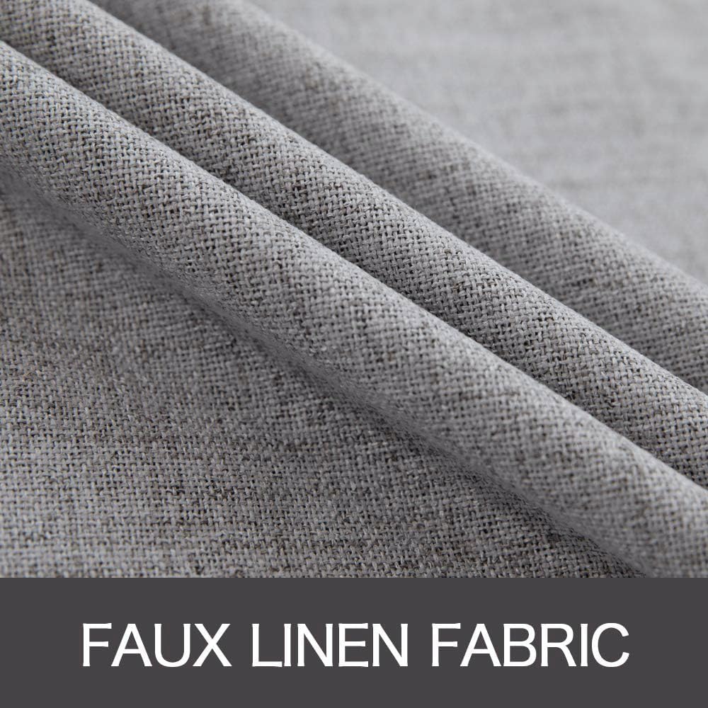 MIULEE Blackout Curtains - 100% Thermal Insulated Linen Texture Drapes | Grey, 52x45 Inch (2 Panels)