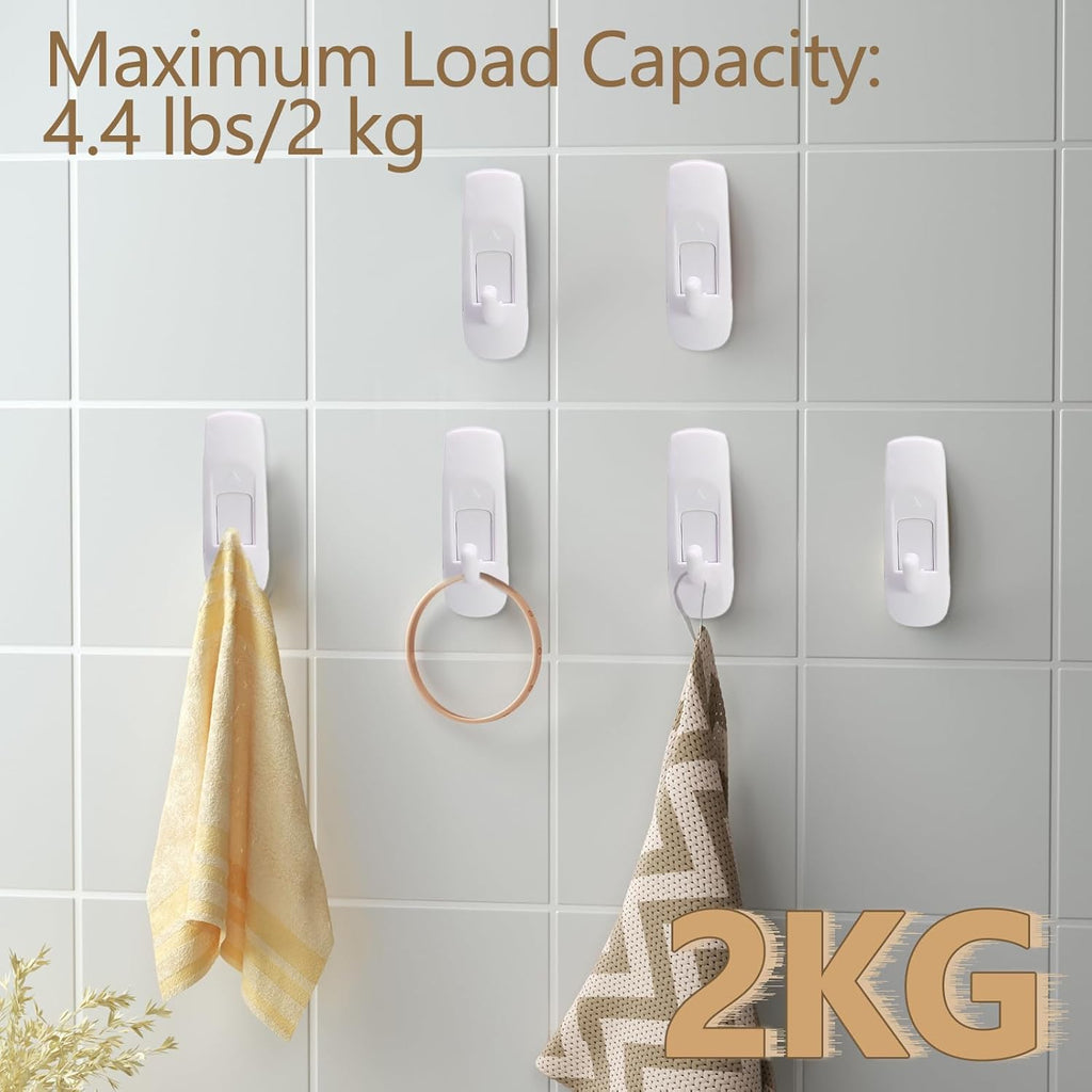 Skiennix Large Utility Hooks - 10 Pack Heavy Duty Adhesive Wall Hooks | Damage-Free Hanging, 4 lb Capacity