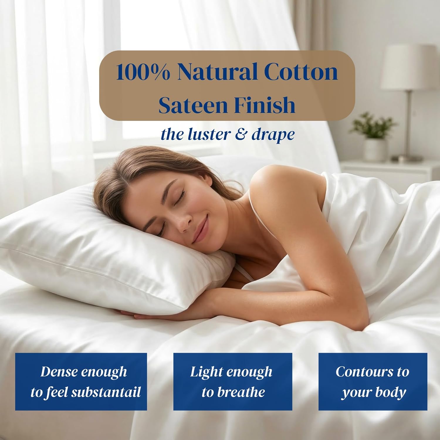 Beckham Hotel Collection King Size Sheet Set - 100% Cotton Sateen, Silky Smooth, 16” Deep Pocket, White