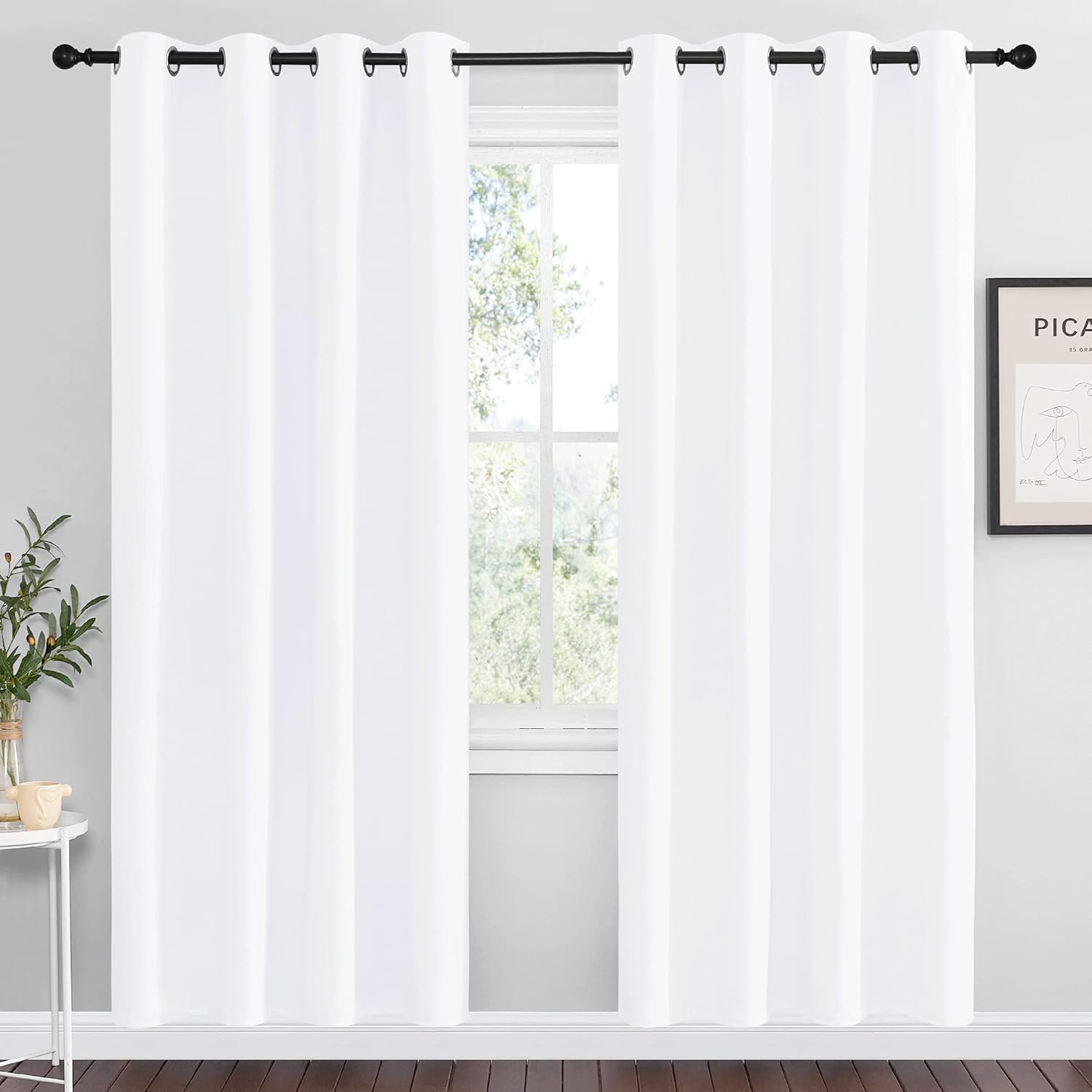 NICETOWN White Room Darkening Draperies - Energy Saving Grommet Top Curtains, 55x78 Inch (Set of 2)