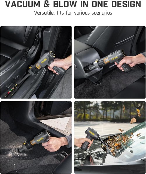 Fanttik Slim V9 Car Vacuum - 4 in 1 Handheld Air Duster with 12000PA Suction Power | Cordless Mini Vacuum for Car & Office