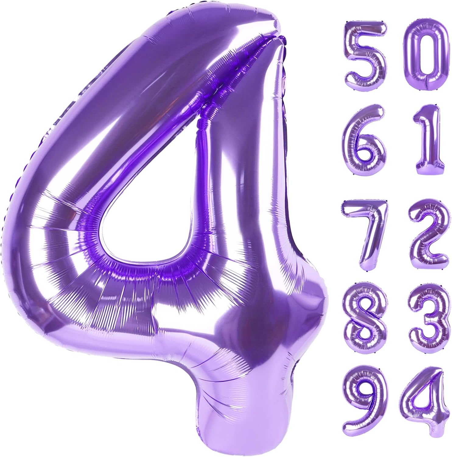 Number 4 Balloon - 40 Inch Purple Foil Balloon for 4th Birthday Party Decorations