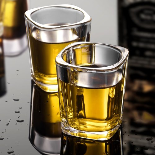 GOSDENG 6 Pack Heavy Base Shot Glasses Set, 2.2 oz Clear Tequila Square Shot Glass Bulk, Espresso Shot Glass for Vodka, Whiskey, Tequila, Espressos, Spirits & Liquors