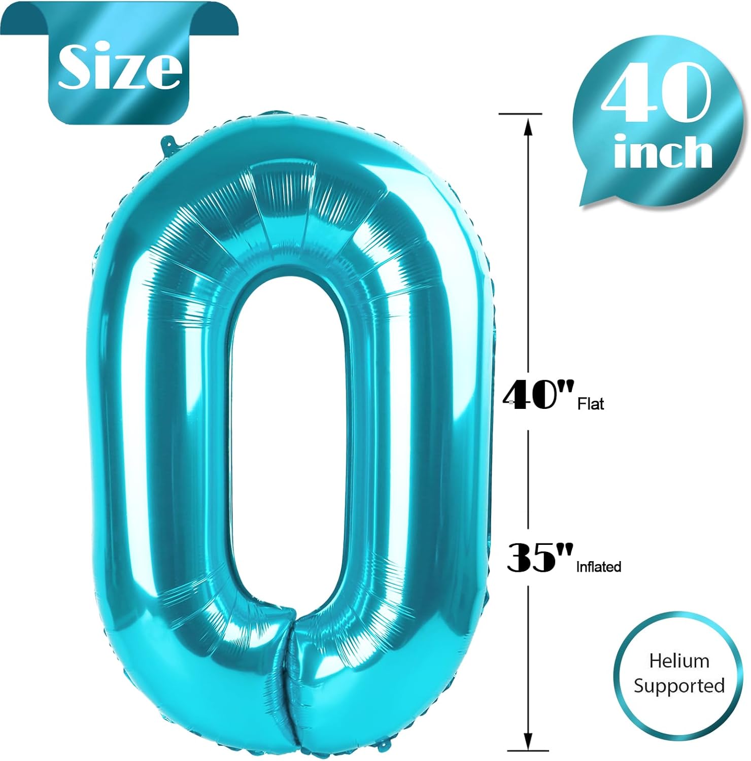 Blue 40-Inch Number Balloon | 0 Shape Birthday Decoration for Men & Women - Perfect Party Supplies