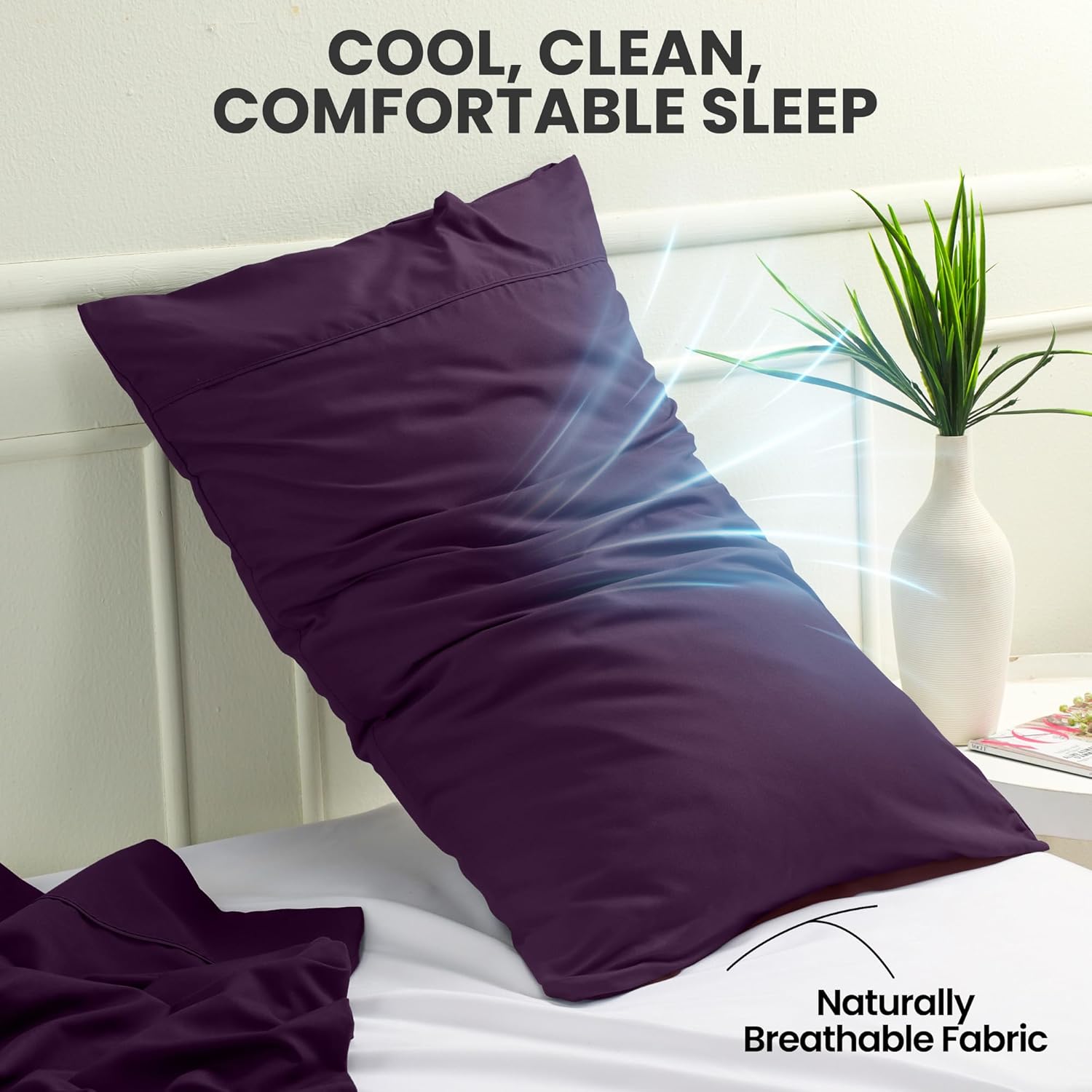 Utopia Bedding Queen Pillow Cases - Soft Brushed Microfiber - 2 Pack | Fade Resistant 20 X 30 Inches (Purple)