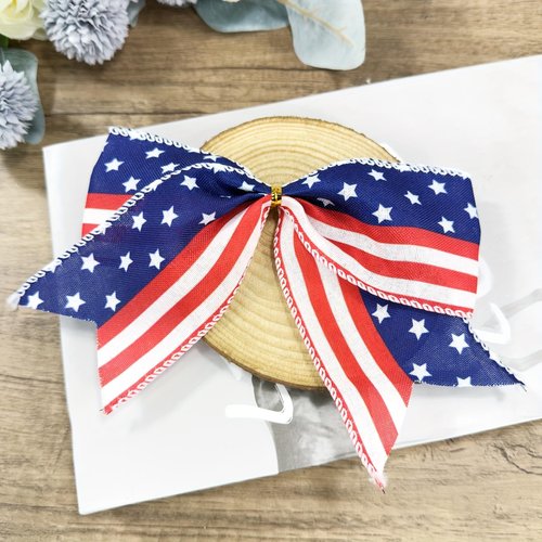 American Flag Bows - 12 PCS Red, White & Blue Patriotic Bows | 6 Inch for 4th of July & Memorial Day Decor