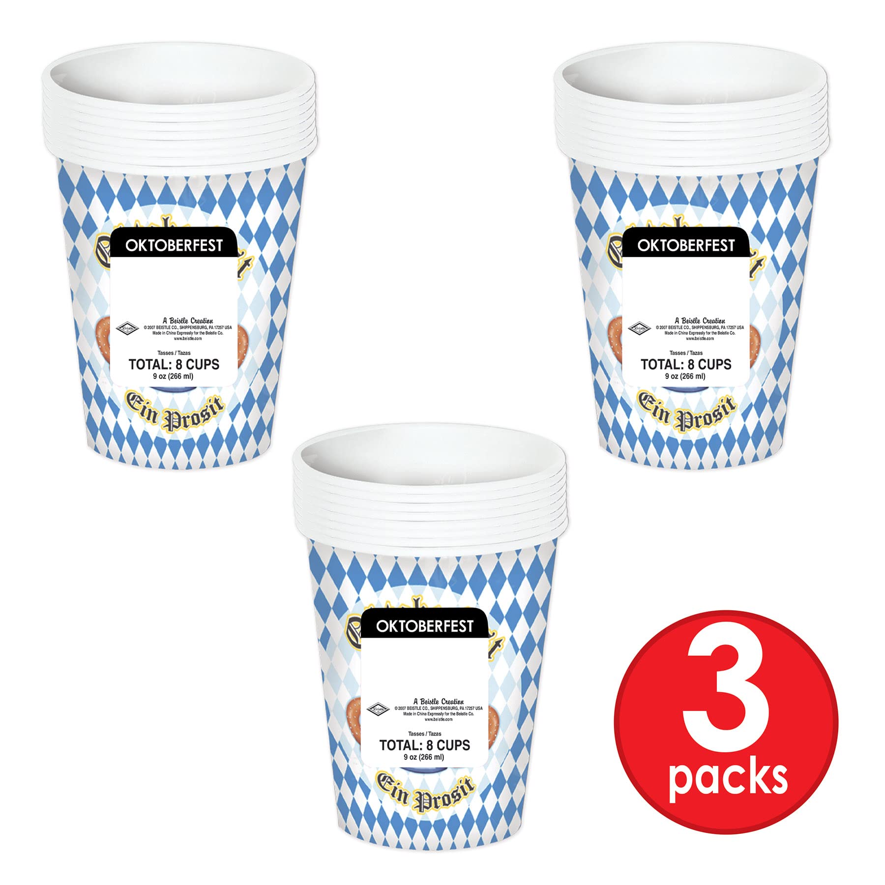 Beistle , 24 Piece Oktoberfest Beverage Cups, 9 Ounces