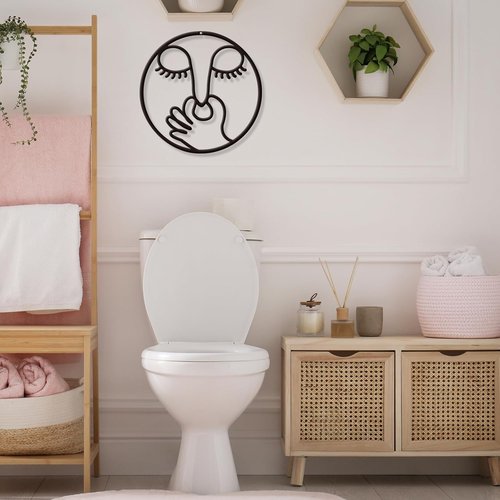 ARTINME Funny Bathroom Wall Decor - Humorous Metal Sign for Guest Toilet | Modern 12'' Round Design