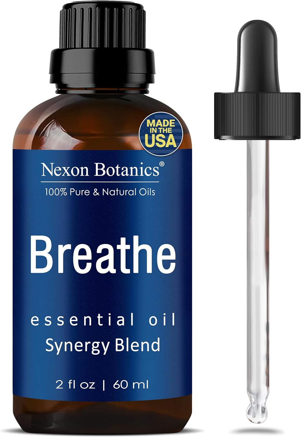 Nexon Botanics Breathe Essential Oil Blend 60ml - Sinus Relief with Menthol - Ideal for Humidifiers & Diffusers