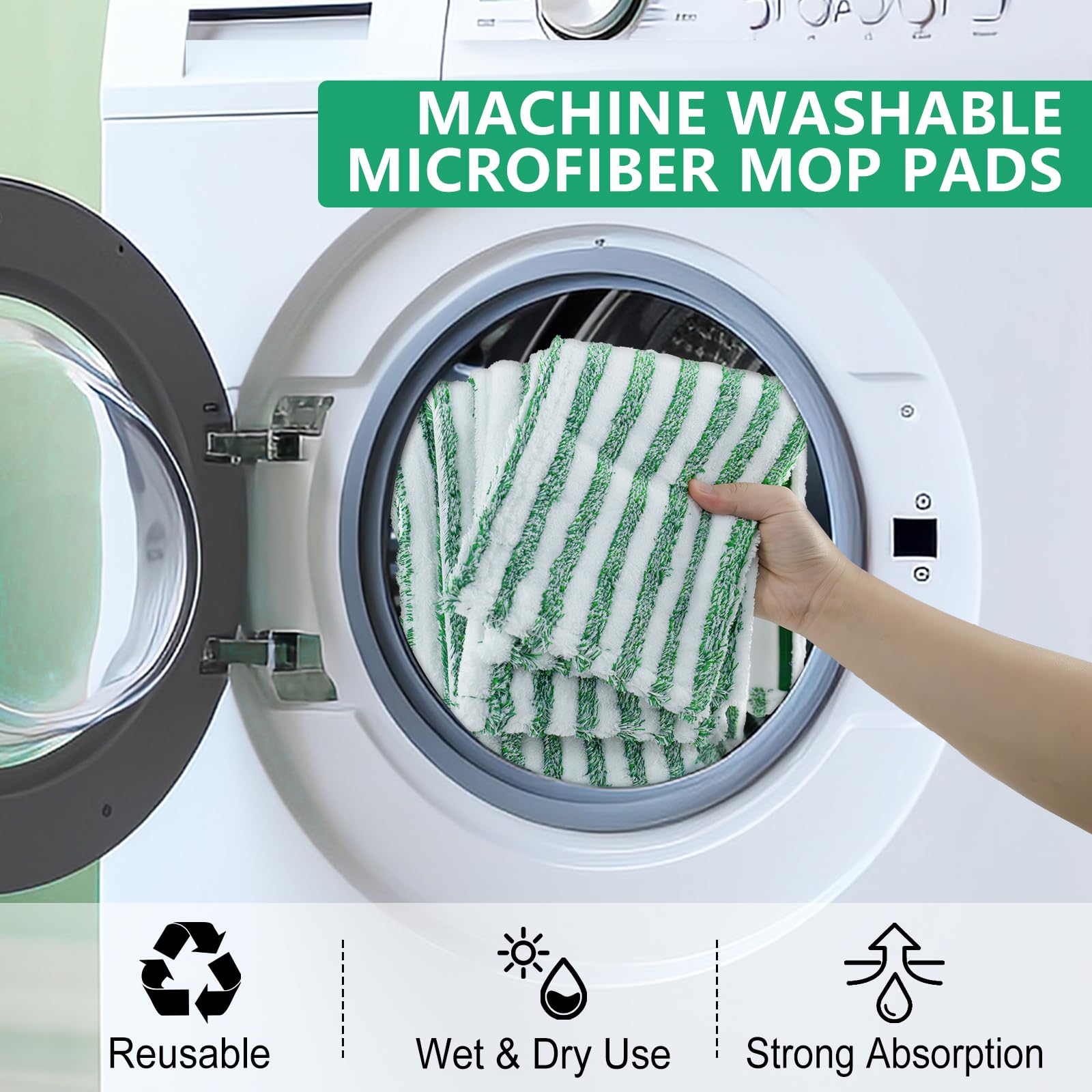 6 Pack Replacement Mop Refills Compatible with Libman Wet & Dry Microfiber Mop, Reusable Washable Mop Head Replacement Pads for Cleaning Multi-Surface Floor (Mop not Included)
