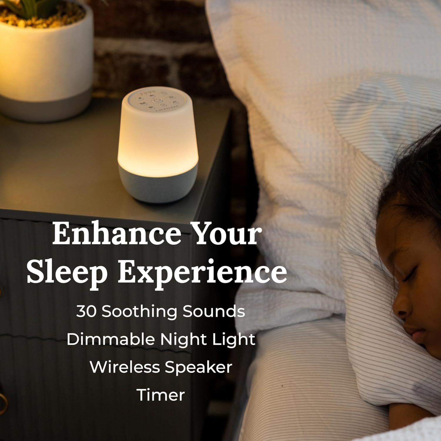Yogasleep Duet White Noise Machine - Bluetooth Sound & Night Light for Sleep Aid | 30 Natural Sounds, White